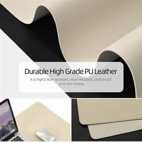 img 3 attached to 📚 Wolaile 36x17 inch Leather Desk Pad Blotter: Waterproof, Non-Slip Ivory White Mat for Office and Home