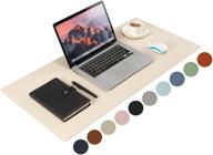 📚 wolaile 36x17 inch leather desk pad blotter: waterproof, non-slip ivory white mat for office and home logo