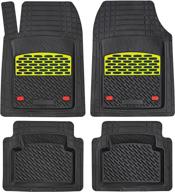 knk yellow sapphire suv car heavy-duty automotive floor mat with footrest cover european-made all-weather van truck accessory carpet for men women 5-piece set (yellow) logo