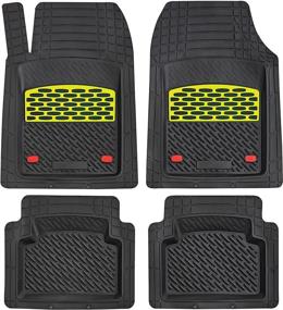 img 4 attached to KnK Yellow Sapphire SUV Car Heavy-Duty Automotive Floor Mat With Footrest Cover European-Made All-Weather Van Truck Accessory Carpet For Men Women 5-Piece Set (Yellow)