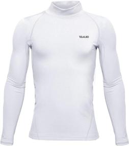 img 4 attached to TELALEO Youth Boys' Girls' Thermal Compression Shirt: Long Sleeve Fleece Lined Base Layer for Athletic Football Undershirt