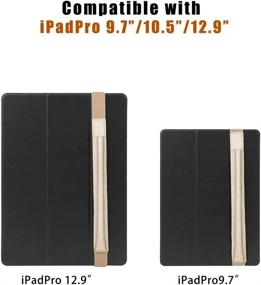 img 2 attached to 🖊 Doormoon Gold Leather Pencil Holder for iPad 2018/ iPad Air/ 9.7/ Pro 9.7/ Pro 10.5/12.9/ Pro 12.9 - Detachable Elastic Sleeve Pocket for Apple Pencil 2nd Gen