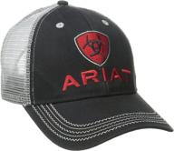 🧢 ariat men's mesh hat in black, red, and gray logo