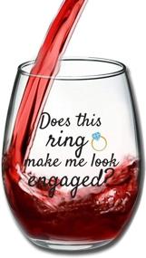 img 1 attached to 🍷 Does This Ring Make Me Look Engaged - Funny Wine Glass: The Perfect Engagement Gift, Ideal for Fiancés, Bridal Showers, and Weddings!