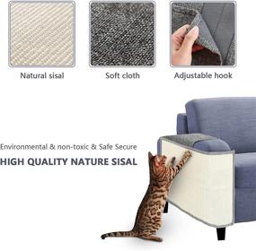 img 2 attached to Ultimate Cat Scratch Couch Protector: Dark Gray Cat Scratch Mat for 🐱 Furniture Protection, Sofa Guards with Natural Sisal to Safeguard Couch, Chair, and Sofa