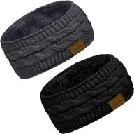 🧣 loritta 2 pack headbands for women: winter warm cable knit ear warmer & thick head wrap with fuzzy fleece lining - perfect gifts for women logo