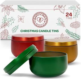 img 4 attached to 🎄 Hearts & Crafts 8-oz Candle Tin Cans - Red, Green, & Gold Christmas Tin Cans, 24-Pack - Ideal for Candles, Arts & Crafts, Storage, and More