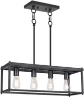 🏭 industrial kitchen island pendant lights, etl listed linear chandelier with black painting, ideal for dining room, kitchen island, pool table - 4-light island lighting fixture logo