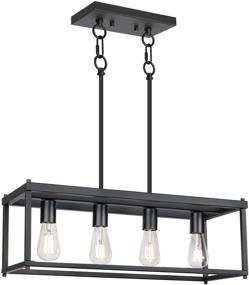 img 4 attached to 🏭 Industrial Kitchen Island Pendant Lights, ETL Listed Linear Chandelier with Black Painting, Ideal for Dining Room, Kitchen Island, Pool Table - 4-Light Island Lighting Fixture