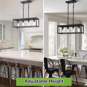 img 1 attached to 🏭 Industrial Kitchen Island Pendant Lights, ETL Listed Linear Chandelier with Black Painting, Ideal for Dining Room, Kitchen Island, Pool Table - 4-Light Island Lighting Fixture