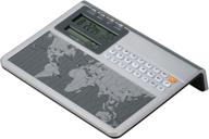 🌍 howard miller atlas world clock and calculator 645-761 – sleek satin silver finish, digital travel alarm for desk, showcasing 24 major cities, and 22 time zones logo