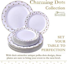 img 3 attached to 🍽️ Charming Dots Collection: Silver Spoons Party 40 PC Disposable Dinnerware Set, Elegant White/Gold Servings