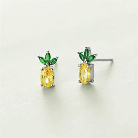 img 2 attached to Rnivida Sterling Silver Pineapple Strawberry Stud Earrings, Delicate Jewelry for Women, Teens, and Girls - Ideal Gift