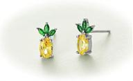 rnivida sterling silver pineapple strawberry stud earrings, delicate jewelry for women, teens, and girls - ideal gift logo