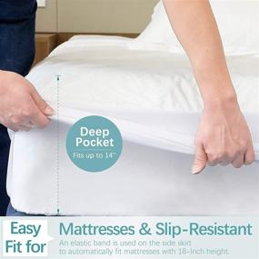 img 1 attached to Waterproof Cotton Terry Mattress Protector Cover - Deep Pocket, Breathable & Noiseless Bed Cover for Kids, Adults, and Pets - Fits Mattress Pads Up to 14-18 Inches