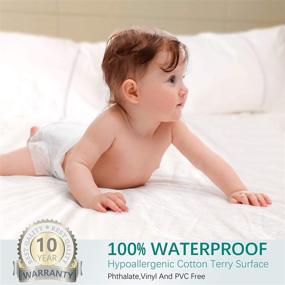 img 3 attached to Waterproof Cotton Terry Mattress Protector Cover - Deep Pocket, Breathable & Noiseless Bed Cover for Kids, Adults, and Pets - Fits Mattress Pads Up to 14-18 Inches