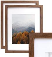 🖼️ set of 2 afuly 11x14 brown walnut wood picture frames - display 8x10 photos with mat for gallery wall, office desk - perfect thanksgiving and christmas gifts логотип