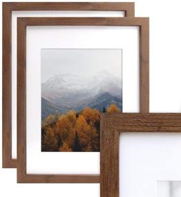 img 4 attached to 🖼️ Set of 2 Afuly 11x14 Brown Walnut Wood Picture Frames - Display 8x10 Photos with Mat for Gallery Wall, Office Desk - Perfect Thanksgiving and Christmas Gifts