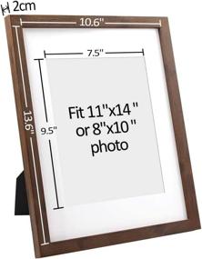 img 3 attached to 🖼️ Set of 2 Afuly 11x14 Brown Walnut Wood Picture Frames - Display 8x10 Photos with Mat for Gallery Wall, Office Desk - Perfect Thanksgiving and Christmas Gifts