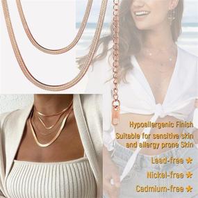 img 3 attached to PROSTEEL Herringbone Choker Necklace for Women - Stainless Steel/Sterling Silver Chain in Multiple Tones with Adjustable Length and Gift Box