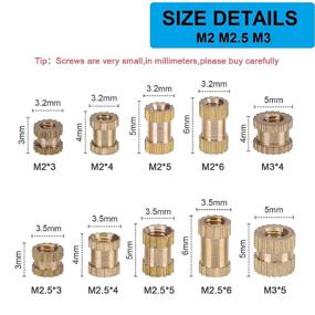 img 3 attached to 🔩 M2 M2.5 M3 Metric Female Thread Knurled Brass Threaded Insert Embedded Nuts Assortment Kit - Ultimate Solution for Furniture, Electrical and More!