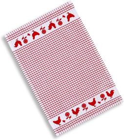 img 4 attached to 🐔 Set of 4 Cackleberry Home Backyard Chickens Windowpane Check Cotton Terrycloth Kitchen Towels - Assorted Colors