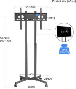 img 3 attached to 📺 Suptek Mobile TV Stand Cart with Wheels - Rolling Mount for 32-70 inch Flat Screen, LCD, LED, Plasma TVs (Model ML5074-2)