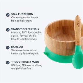 img 3 attached to 🌿 Organic Bamboo Baby Bowl, Plate, and Spoon Set with Silicone Spoons - Eco-Friendly (Green)