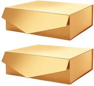 premium glossy gold gift boxes: packhome 2 gift boxes with magnetic closure, ideal for bridesmaid proposals and sturdy storage - 14x9.5x4.5 inches logo