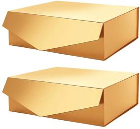 img 4 attached to Premium Glossy Gold Gift Boxes: Packhome 2 Gift Boxes with Magnetic Closure, Ideal for Bridesmaid Proposals and Sturdy Storage - 14x9.5x4.5 Inches