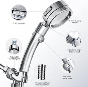 img 3 attached to 🚿 Detachable Handheld Shower Head Set with 59 Inch Stainless Steel Hose, Adjustable High Pressure Shower Head, Rain Shower Head, and Shower Head Holder