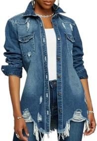 img 4 attached to Yilisaxi Jacket Distressed Trucker ClassicJackets Women's Clothing and Coats, Jackets & Vests