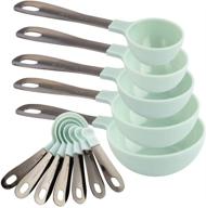 🥄 complete kitchen measuring set: country kitchen 12 pc measuring cups and spoons with gunmetal stainless steel handles - nesting, liquid, dry - mint green logo