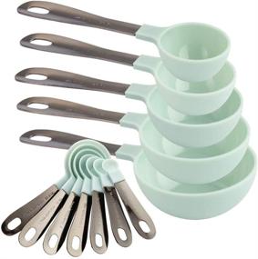 img 4 attached to 🥄 Complete Kitchen Measuring Set: Country Kitchen 12 PC Measuring Cups and Spoons with Gunmetal Stainless Steel Handles - Nesting, Liquid, Dry - Mint Green