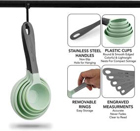 img 1 attached to 🥄 Complete Kitchen Measuring Set: Country Kitchen 12 PC Measuring Cups and Spoons with Gunmetal Stainless Steel Handles - Nesting, Liquid, Dry - Mint Green