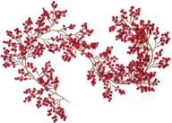 🎄 6ft artificial red berry garland with bendable stems for christmas fireplace, stairs, and table decorations - lvydec red berry garland логотип