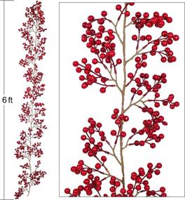 img 3 attached to 🎄 6ft Artificial Red Berry Garland with Bendable Stems for Christmas Fireplace, Stairs, and Table Decorations - Lvydec Red Berry Garland