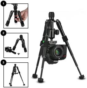 img 3 attached to 📷 Compact Innerteck Folding Camera Tripod with Ballhead for Canon Nikon Sony Samsung DSLR EOS - Travel Portable Tripod