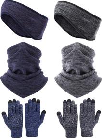 img 4 attached to Warmth-Ensuring Syhood Neck Warmer Gaiters: 6-Piece Set with Drawstring Fleece Headbands, Earmuffs, and Touchscreen Gloves for Adults During Winter