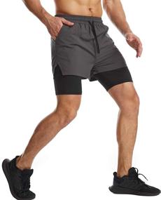 img 2 attached to Surenow 2 in 1 Men's Running Shorts: Quick 🏃 Dry Athletic Shorts with Liner, Zip Pockets, and Towel Loop