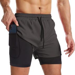 img 4 attached to Surenow 2 in 1 Men's Running Shorts: Quick 🏃 Dry Athletic Shorts with Liner, Zip Pockets, and Towel Loop