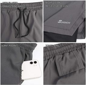 img 1 attached to Surenow 2 in 1 Men's Running Shorts: Quick 🏃 Dry Athletic Shorts with Liner, Zip Pockets, and Towel Loop