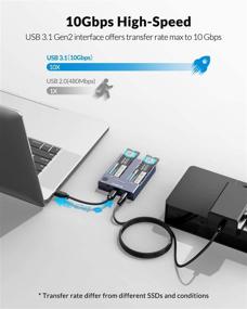 img 2 attached to 🔌 Безинструментальная док-станция NVME с двумя отсеками для USB-C | Корпус SSD ORICO M.2 для SSD M Key PCIe 2242 2260 2280 22110 | Функция оффлайн-клонирования | Скорость до 10 Гбит/с (SSD не включен)