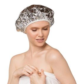 img 3 attached to 💆 Reusable Hair Processing Cap for Deep Conditioning, Coloring, and Thermal Treatment - Kitsch Pro Aluminum Silver Foil Cap