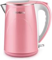 🍵 meison 1.5l electric kettle - double wall stainless steel water boiler, pink, auto shut-off, cordless логотип