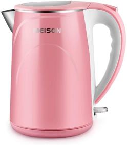 img 4 attached to 🍵 MEISON 1.5L Electric Kettle - Double Wall Stainless Steel Water Boiler, Pink, Auto Shut-Off, Cordless