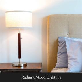 img 2 attached to 🌙 Brightech Carter Nightstand & Side Table Lamp - Sleek Contemporary Bedroom Lamp for Gentle Bedside Lighting - Stainless Steel & Wood Finish