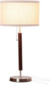 img 4 attached to 🌙 Brightech Carter Nightstand & Side Table Lamp - Sleek Contemporary Bedroom Lamp for Gentle Bedside Lighting - Stainless Steel & Wood Finish