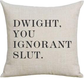 img 4 attached to The Office Dwight, You Ignorant S... Cotton Linen Throw Pillow Case - Sofa Couch Bed and Car Set 18x18 by Veronica