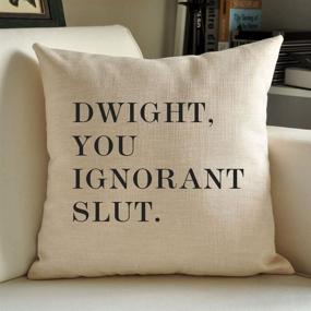 img 3 attached to The Office Dwight, You Ignorant S... Cotton Linen Throw Pillow Case - Sofa Couch Bed and Car Set 18x18 by Veronica